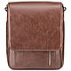 Men's leather bag 'Riga' (brown). Tablet bag. Russian leather Guild. My Livemaster. Фото №6