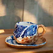 Кружки и чашки: Кружка для кофе "Море". Глиняная кружка