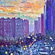 Oil painting'the City wakes up', Pictures, Moscow,  Фото №1