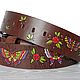 Butterfly Hand Painted Belt, Genuine Leather Belt. Straps. Made In Rainbow. My Livemaster. Фото №5