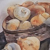 Картина акварелью «Пирожное с ягодами»