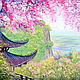 Картина маслом Пагода Цветущая сакура, Картины, Москва,  Фото №1