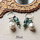 Double earrings 'Beauty' silver, emerald, pearl. Earrings. Ekart Ekaterina Dmitrieva. My Livemaster. Фото №4