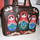Заказать Сумка кожаная "Барышни-матрёшки". VICTORIA's BAGS Виктория. Ярмарка Мастеров. . Классическая сумка Фото №3