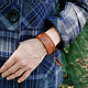 Handmade leather bracelet 'Prairie'. Hard bracelet. schwanzchen. My Livemaster. Фото №5