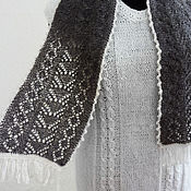 432, Tippet - gossamer scarf downy grey knitted Warmer gift