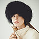 Меховая шапка боярка из лисы черная женская, Шапки, Москва,  Фото №1