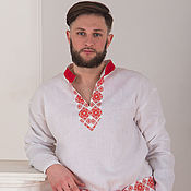 Русский стиль handmade. Livemaster - original item Linen shirt men`s Governor. Handmade.