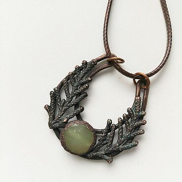 Украшения ручной работы. Ярмарка Мастеров - ручная работа Кулон "Древо жизни" туя с зелёным ониксом. Handmade.