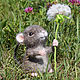Mouse Steve with dandelion felted toy made of wool, Felted Toy, Zeya,  Фото №1