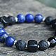 Order Men's silver bracelet with PiAo, lapis lazuli, black tourmaline. Jewerly for Happiness. Livemaster. . Bead bracelet Фото №3