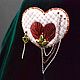 Embroidered brooch white heart with chains. Brooches. Jewels from Dreams (stuukstly). My Livemaster. Фото №6