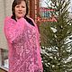 Платок пуховый - ЦАРИЦА ЦВЕТОВ - ажурный платок с вышивкой. Платки. Саша Климова (Вяжем из козьего пуха). Ярмарка Мастеров.  Фото №6