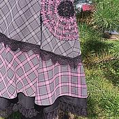Семь рядов оборок - бохо-юбка на осень из полушерсти на подкладке