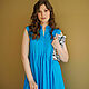 Summer Blue Maxi Dress, Blue Long Cotton Dress. Dresses. mozaika-rus. My Livemaster. Фото №5