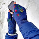 Blue felted fingerless gloves in boho style, Mitts, Abakan,  Фото №1