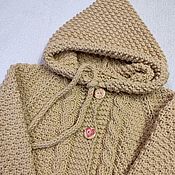 Одежда детская handmade. Livemaster - original item Jacket: Children`s knitted jacket with a hood beige demi-season. Handmade.