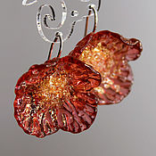 Украшения handmade. Livemaster - original item Earrings flowers Golden poppy. Silver, lampwork glass pink. Handmade.