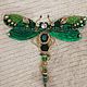 Order Green dragonfly brooch with rhinestones. VeninnaS. Livemaster. . Brooches Фото №3