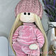 Кукла 30 см в розовом костюме с сумкой, текстильная кукла. Интерьерная кукла. Куклы Мари (mariedolls). Ярмарка Мастеров.  Фото №5