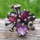 Silver ring with garnet rhodolite and amethyst, p. .17,5,, Rings, Moscow,  Фото №1