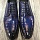 Classic dress shoes crocodile leather in dark blue color. Sneakers. SHOES&BAGS. My Livemaster. Фото №4