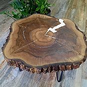 Table made of elm with glowing zippers
