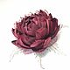 Order Brooch: Windy Lotus Burgundy Flower Handmade from Fabric. ms. Decorator. Livemaster. . Brooches Фото №3