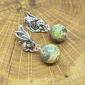 Украшения handmade. Livemaster - original item Earrings with a serpentine Forest green. Handmade.