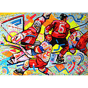Картины и панно handmade. Livemaster - original item Paintings hockey: Russia-Canada. Handmade.