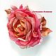FABRIC FLOWERS. Chiffon rose. ' Coral', Brooches, Vidnoye,  Фото №1