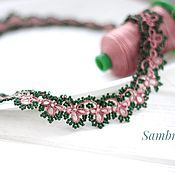 Украшения handmade. Livemaster - original item Necklace: Lace necklace emerald and powder. Handmade.