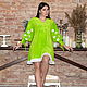 Vyshyvanka Dress Mini, Velvet Warm Dress Bright Green, Dresses, Sevastopol,  Фото №1