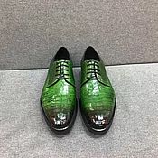 Обувь ручной работы handmade. Livemaster - original item Derby made of genuine crocodile leather, in green.. Handmade.