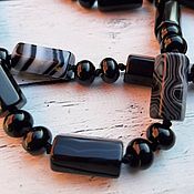 Работы для детей, handmade. Livemaster - original item Black agate beads. Handmade.