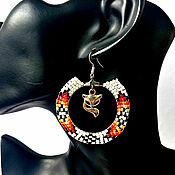 Украшения handmade. Livemaster - original item Earrings rings made of beads Fox Red Tail Boho Ethnic. Handmade.