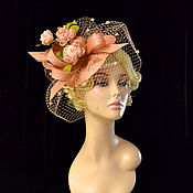 Аксессуары handmade. Livemaster - original item Peach roses hat. Handmade.