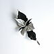 Order Men's brooch pin buttonhole flower leather black-and-white. De-Si-Re. Livemaster. . Stick pin Фото №3
