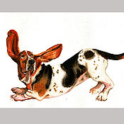 Картины и панно handmade. Livemaster - original item Basset hound beautiful realistic watercolor painting with a dog. Handmade.