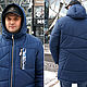 Order Men's winter jacket, long blue men's hooded jacket. Lara (EnigmaStyle). Livemaster. . Mens outerwear Фото №3