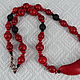 Necklace made of howlite and shungite stones ' Red and black'. Necklace. Magic box. My Livemaster. Фото №4