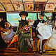Oil painting 'in an omnibus car' G. W. Joy, 75-55 cm, Pictures, Nizhny Novgorod,  Фото №1