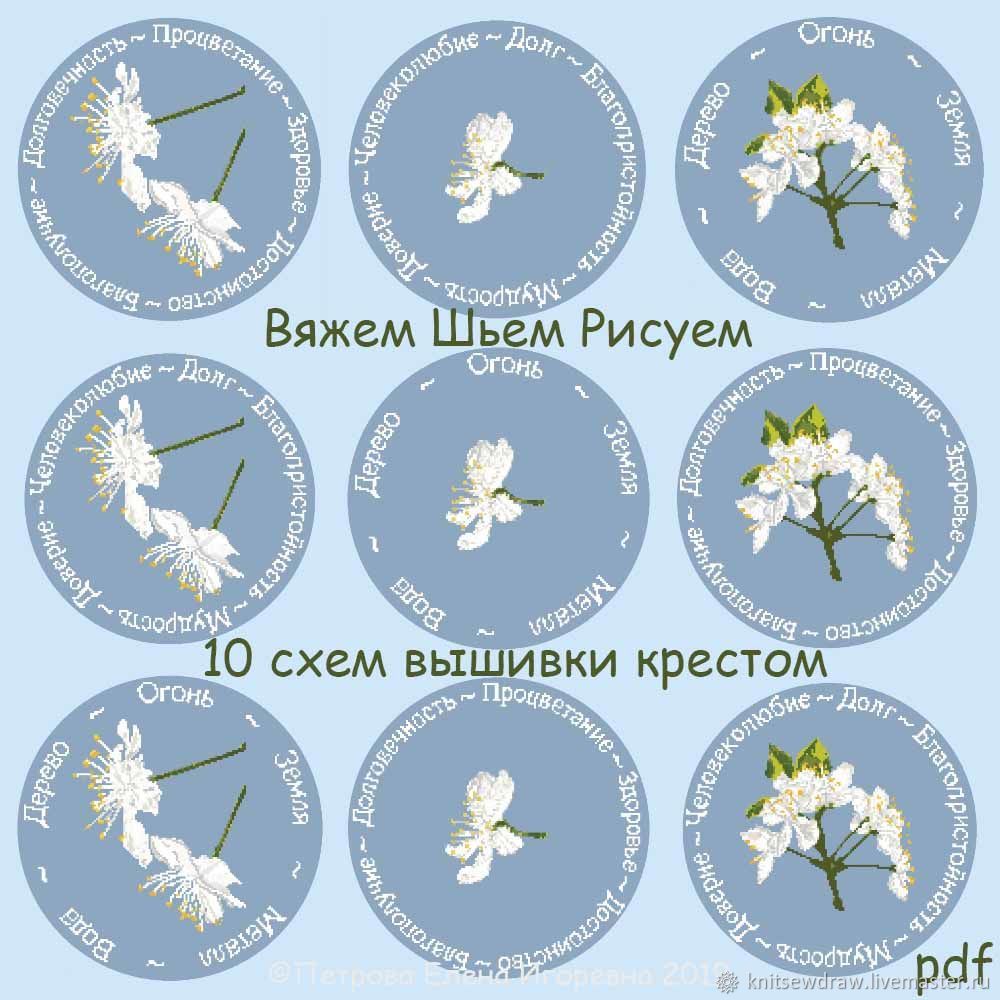 10 схем вышивки крестом Сливовые цветы pdf файл, Схемы для вышивки, Москва,  Фото №1