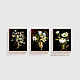 Mini paintings with flowers on a black background. Three small paintings, Pictures, Moscow,  Фото №1