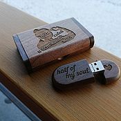 Сувениры и подарки handmade. Livemaster - original item Wooden flash drive with engraving in a box 2 in 1 (computer smartphone). Handmade.