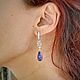 Длинные висячие серьги с чароитом в серебре. Серьги классические. JewelryStudioGem. Ярмарка Мастеров.  Фото №4