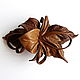 Automatic Hairpin Flower Leather Soft Brown Light Brown. Hairpins. De-Si-Re. My Livemaster. Фото №5