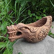 Посуда handmade. Livemaster - original item Bratina, Skobkar, carved Bowl. The wolf and the Dragon, the Celtic braid.. Handmade.
