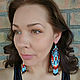 Long beaded earrings in ethnic style Bright brush earrings. Earrings. StylishThings4U. My Livemaster. Фото №6