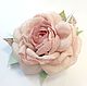 FABRIC FLOWERS. Chiffon rose brooch ' Pearl blush', Brooches, Vidnoye,  Фото №1